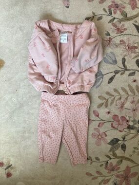 Carter's Light Pink Zippered Hoodie and Pants Set NWOT newborn